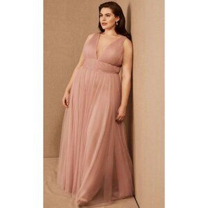 Jenny Yoo Wedding Bridesmaid Gown Blush Pink Tulle Sheer Sarita Dress 16 NWT